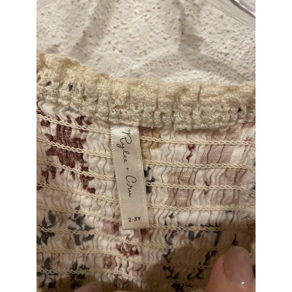 Rylee + Cru Della Dress Girls 2-3Y Cream Puff Sleeve Smocked Woodland Floral - Picture 3 of 4